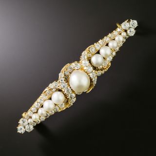 Victorian Natural Pearl and Diamond Bar Pin - GIA  - 5