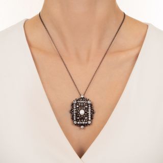 Victorian Natural Pearl and Diamond Pendant/Brooch