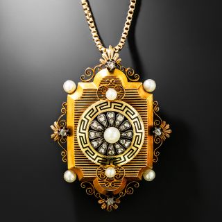 Victorian Natural Pearl and Diamond Pendant/Brooch - 2