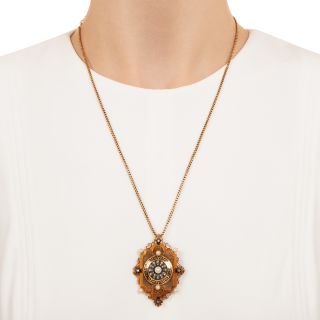 Victorian Natural Pearl and Diamond Pendant/Brooch
