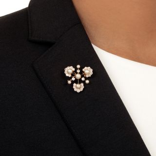 Victorian Natural Pearl and Diamond Pendant/Brooch