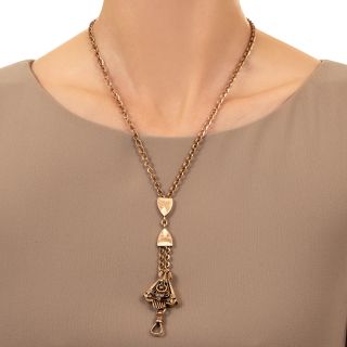 Victorian Natural Pearl and Enamel Slide Necklace