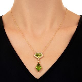 Victorian Natural Pearl and Peridot Necklace