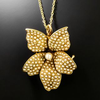 Victorian Natural Seed Pearl Flower Brooch/Pendant, by A. J. Hedges - 2