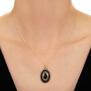 Victorian Onyx and Natural Pearl Pendant 