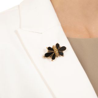 Victorian Onyx and Seed Pearl Brooch