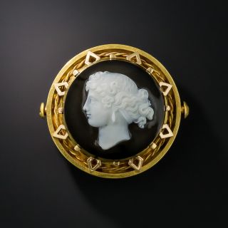 Victorian Onyx Elegant Cameo Brooch - 2