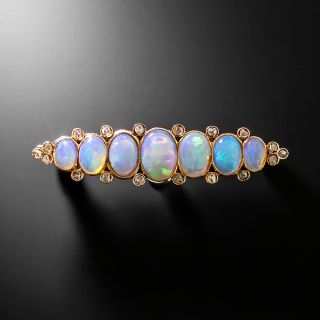 Victorian Opal and Diamond Bar Brooch - 2
