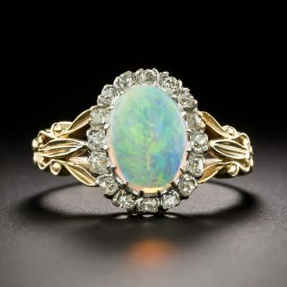 Victorian Opal and Diamond Halo Ring - 2