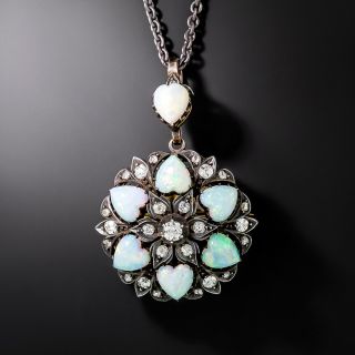 Victorian Opal Hearts and Diamond Necklace/Brooch - 2
