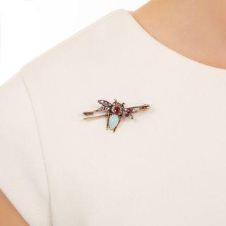 Victorian Opal, Ruby and Diamond Bee