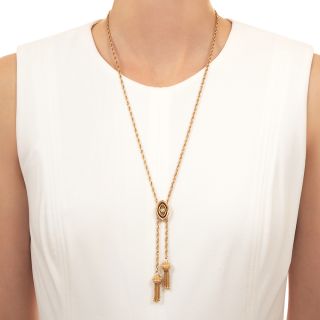 Victorian Opal Slide with Tassels Necklace