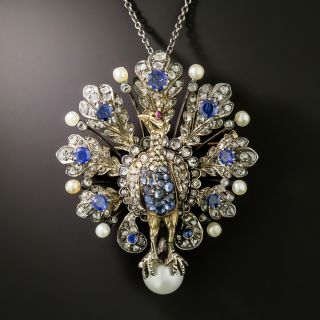 Victorian Peacock Brooch/Pendant - 2