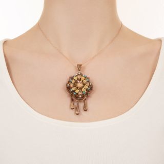 Victorian Pearl and Turquoise Bead Pendant