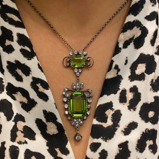 Victorian Peridot and Diamond Pendant