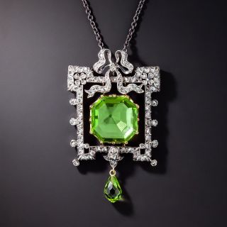 Victorian Peridot and Rose-Cut Diamond Pendant - 1