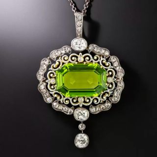 Victorian Peridot, Diamond And Enamel Lavalière - 2