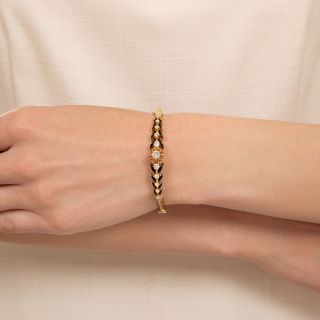Victorian Retrospective Diamond and Enamel Bangle Bracelet