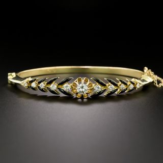 Victorian Retrospective Diamond and Enamel Bangle Bracelet - 2