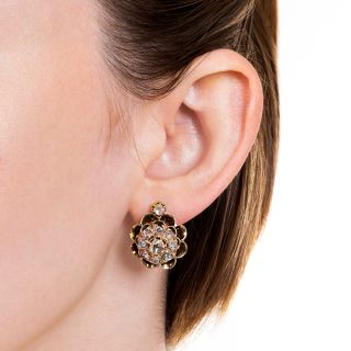 Victorian Rose Cut Diamond Cluster Earrings