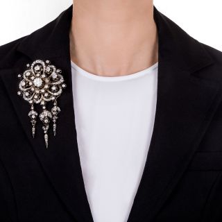  Victorian Rosette with 2.24 Carat Diamond Brooch/Pendant - GIA