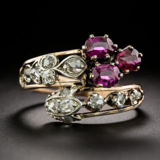 Victorian Ruby and Diamond Bypass Ring - 3
