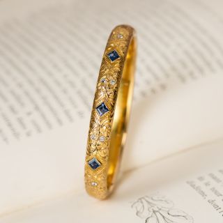 Victorian Sapphire and Diamond Bangle Bracelet by Allsopp-Bliss