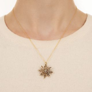 Victorian Seed Pearl Starburst Pendant/Brooch