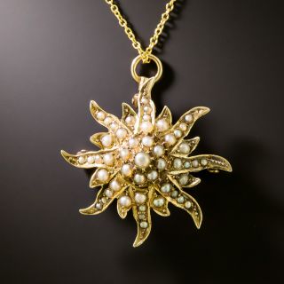 Victorian Seed Pearl Starburst Pendant/Brooch - 2