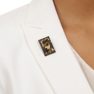 Victorian Shakudo Crane Brooch