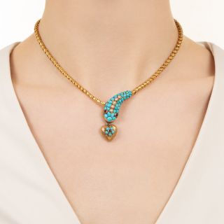 Victorian Snake and Heart Necklace