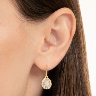 Victorian-Style 18K Diamond Halo Earrings - GIA