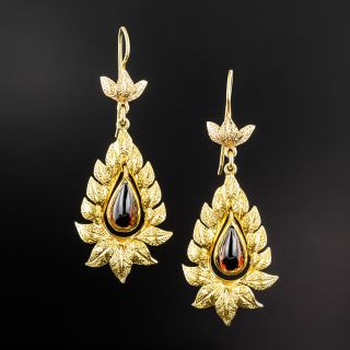 Victorian-Style Cabochon Garnet Dangle Earrings - 2