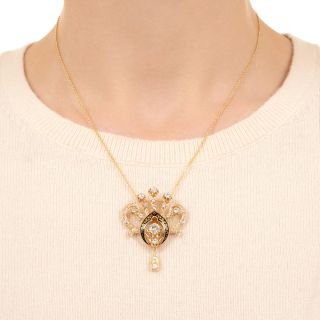 Victorian-Style Diamond and Enamel Necklace