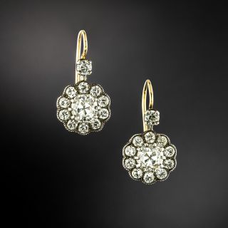 Victorian-Style Diamond Cluster Earrings - 2