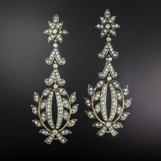 Victorian-Style Diamond Drop Earrings - 1