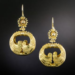 Victorian-Style Etruscan Revival Dangle Earrings - 3