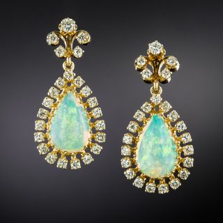 Victorian-Style Opal and Diamond Drop Earrings - 2
