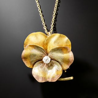 Victorian Tri-Color Pansy Pendant/Brooch by A.J. Hedges - 2