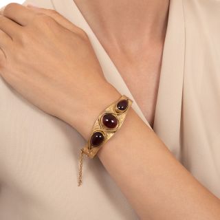 Victorian Triple-Garnet Cabochon Bangle