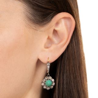Victorian Turquoise and Diamond Drop Earrings