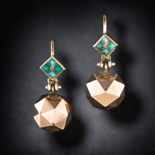 Victorian Turquoise and Faceted Bead Drop Earrings - 7