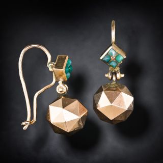 Victorian Turquoise and Faceted Bead Drop Earrings