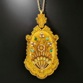Victorian Turquoise and Natural Pearl Locket - 2
