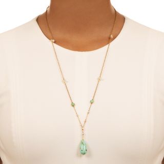 Victorian Turquoise and Pearl Necklace