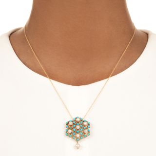Victorian Turquoise and Pearl Necklace
