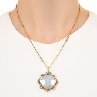 Victorian Turquoise and Seed Pearl Locket