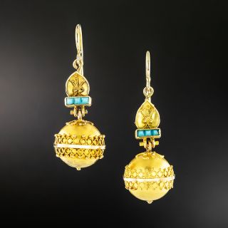 Victorian Turquoise Dangle Earrings - 2