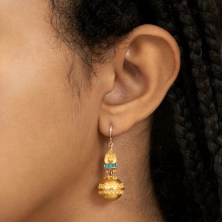 Victorian Turquoise Dangle Earrings