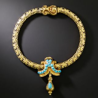 Victorian Turquoise Novelty Link  Bracelet - 2